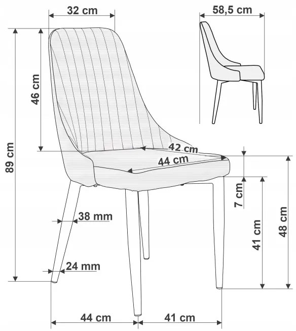 Jedálenská stolička LORIENT zamatová, béžová