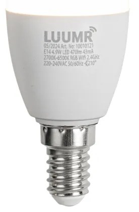 Sada 5 inteligentných LED žiaroviek E14 C37 Opal RGBW 4.9W 470 lm 2700-6500K