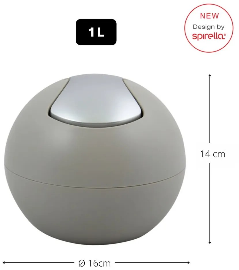 Taupe plastový odpadkový kôš 1 l Bowl Matt – Spirella