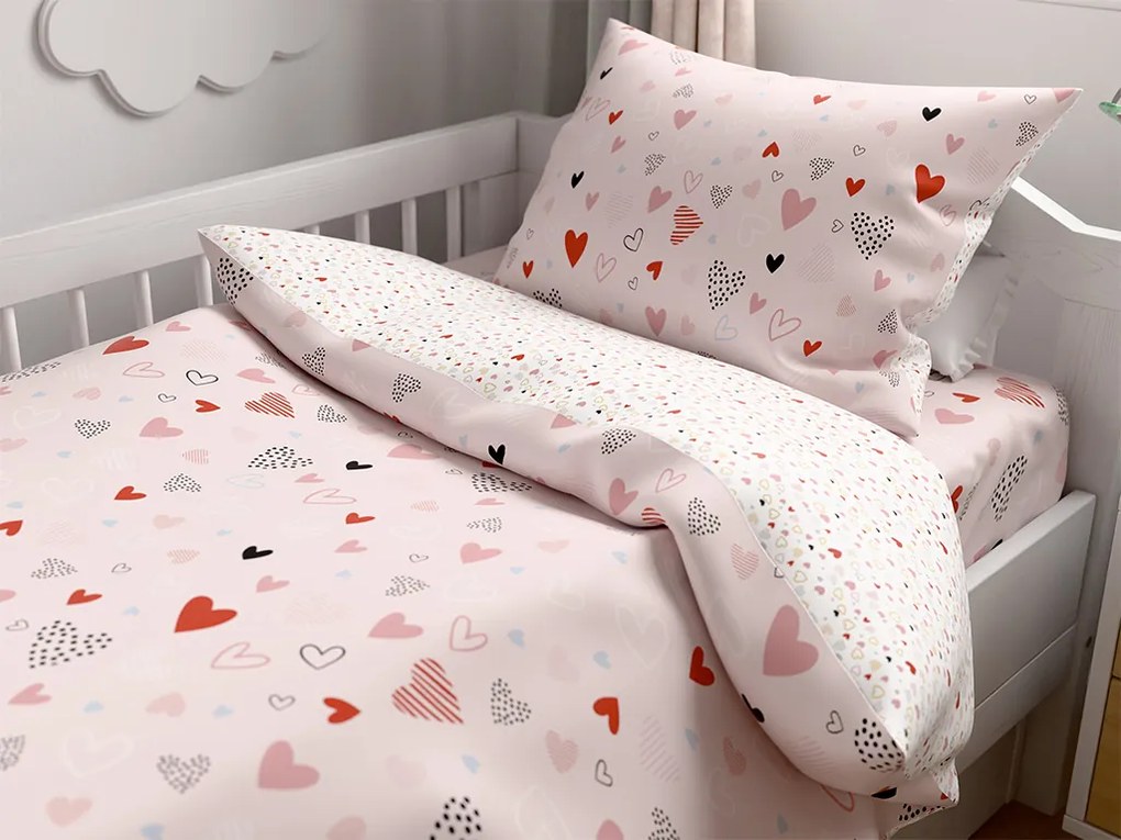 Sada obliečok do postieľky s plachtou LOVITA, ružová