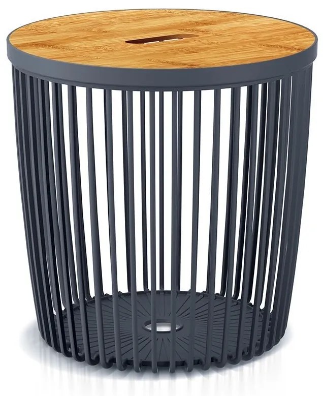 Univerzálny kôš s bambusovým vekom, 25 l, prírodné drevo / antracit