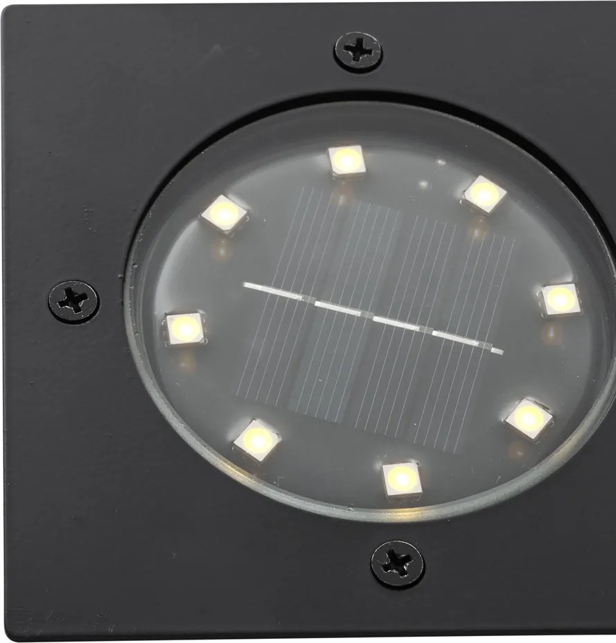 Sada 6 zemných bodových svetiel čierna štvorcová vrátane LED IP65 solárne - Terry