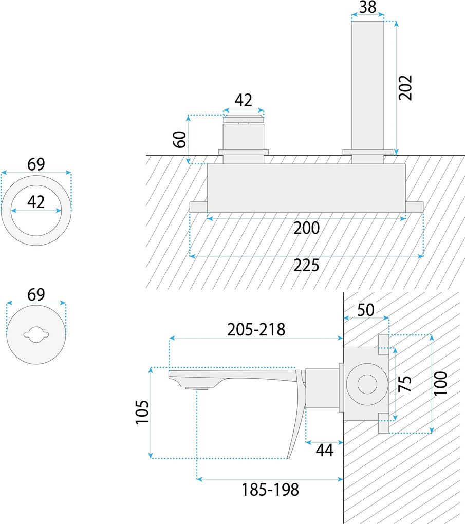 Rea Vision, podomietková umývadlová batéria, medená matná, REA-B6881