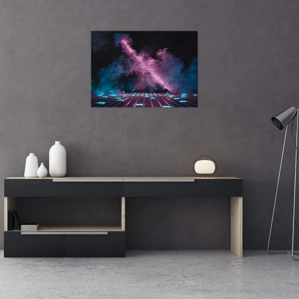 Sklenený obraz - Ružovo-modrý dym (70x50 cm)