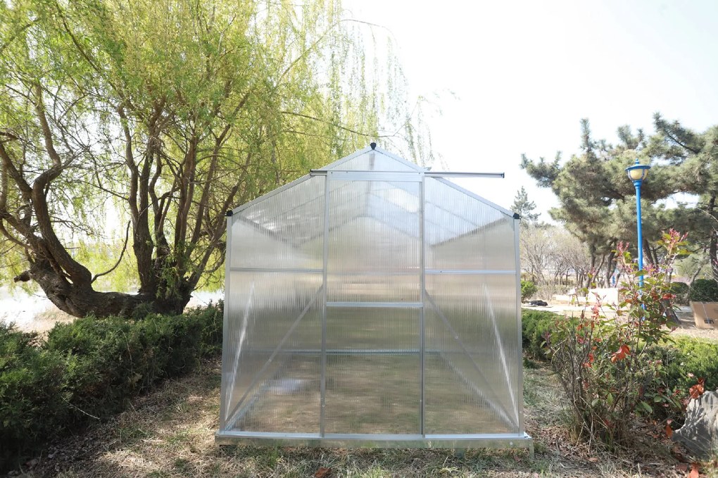 Skleník so základňou BestBerg BBGH‑806S / 4,8 m² / 252 × 190 × 194 cm / strieborná