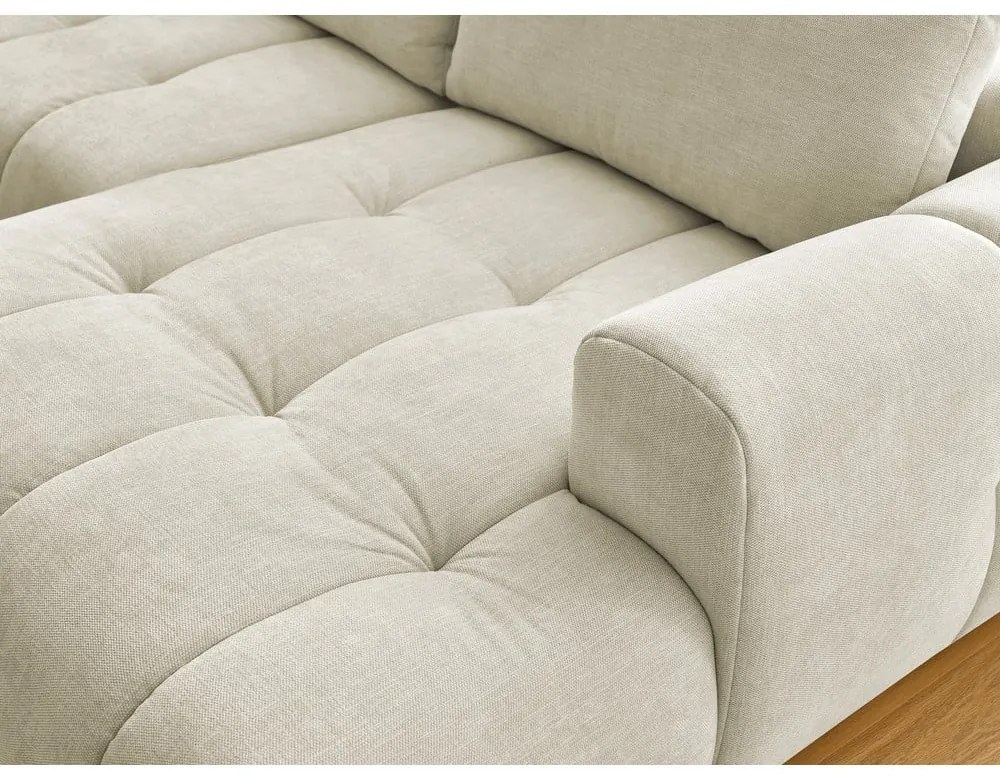 Béžová rozkladacia/s úložným priestorom rohová pohovka (ľavý roh/do tvaru "U") Fuji – Bobochic Paris