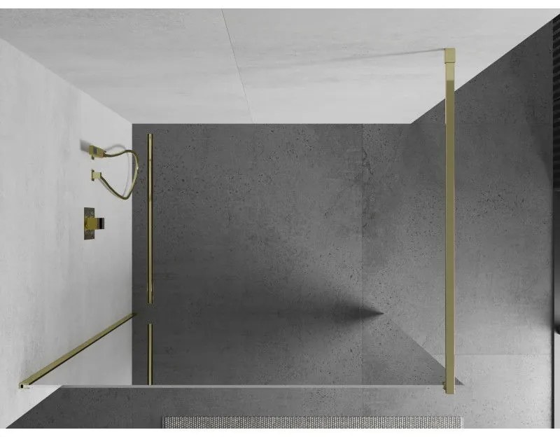 Mexen Kioto sprchová zástena 100x200 cm 8 mm, zlatý profil, sklo efekt zrkadla, 800-100-101-50-50