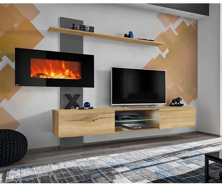 Obývacia Stena Flame E  antracit/dub flagstaff