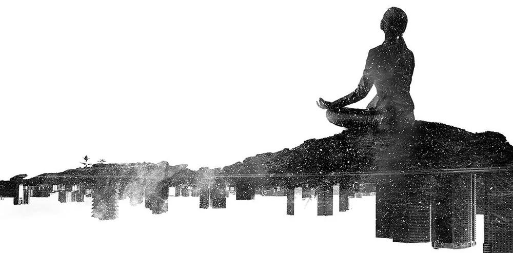 Tapeta meditácia ženy v čiernobielom prevedení - 150x100