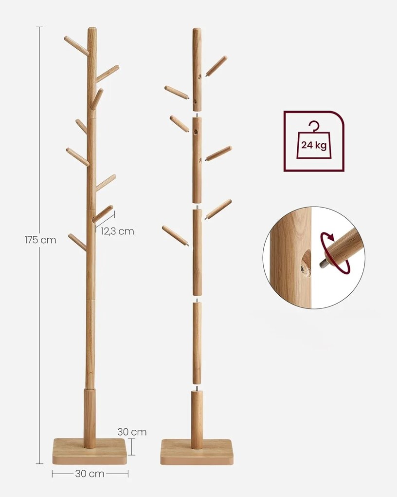 Predsieňový vešiak Vasagle Rokka výškovo nastaviteľný hnedý