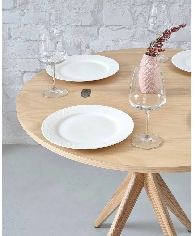 Okrúhly rozkladací jedálenský stôl s doskou v dekore jaseňového dreva 45x90 cm Jubi – Ragaba