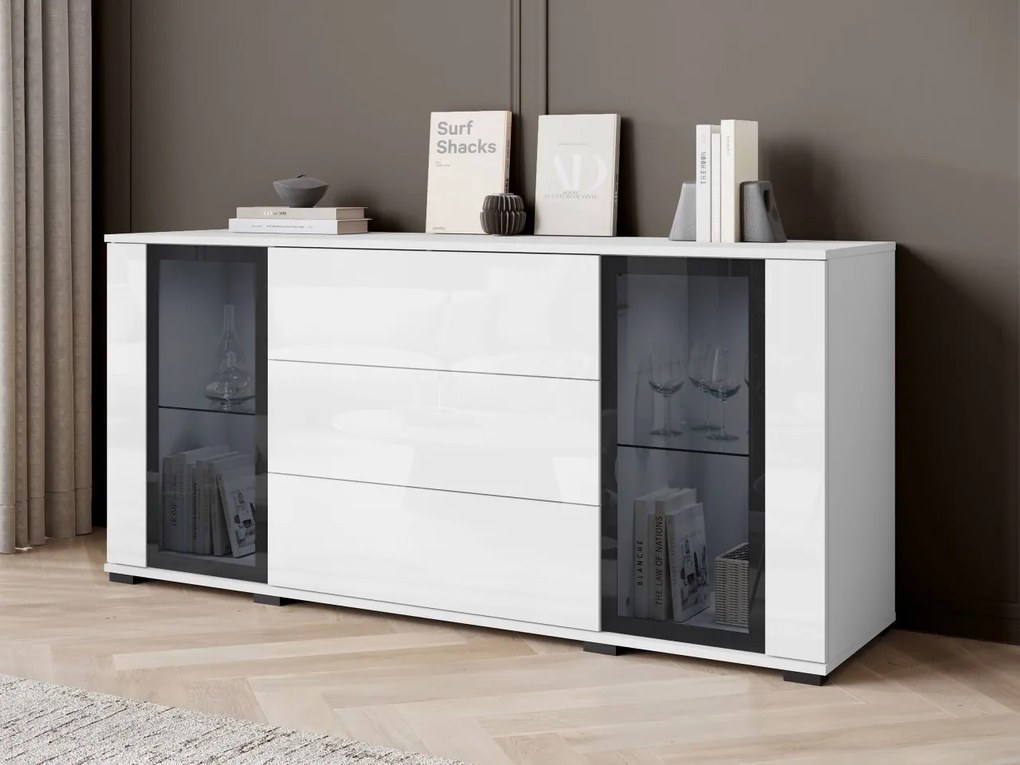 Široká komoda Hedvis SB 150 2D3S, Farby: čierna, Osvetlenie: bez osvetlenia