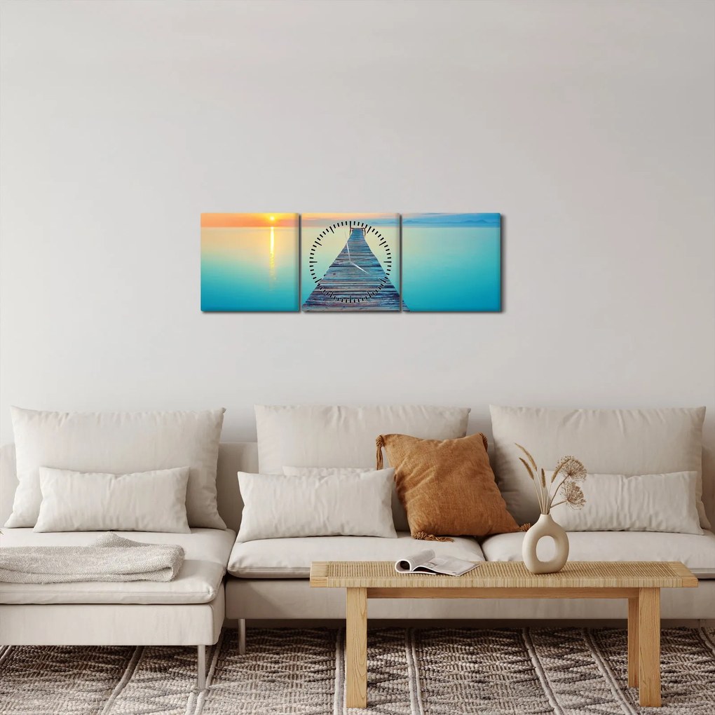 Obraz - Mólo do nekonečna (s hodinami) (90x30 cm)