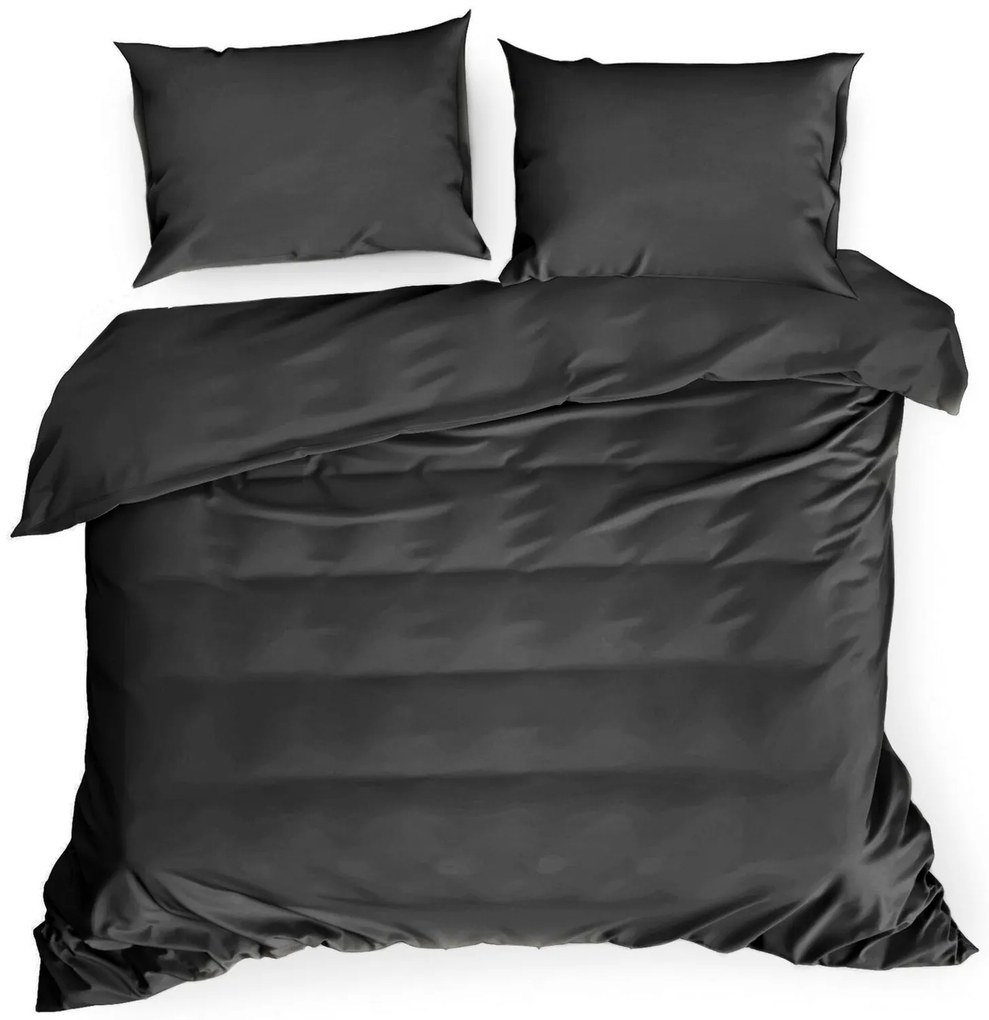 SATÉNOVÉ OBLIEČKY DINA 200X220 CM 2 KS 70X80 CM ČIERNE