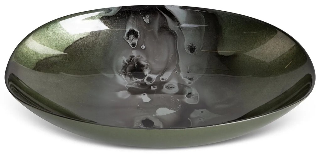 DEKORAČNÝ SKLENENÝ TANIER SABA (03) 31X21X7 CM ZELENÁ