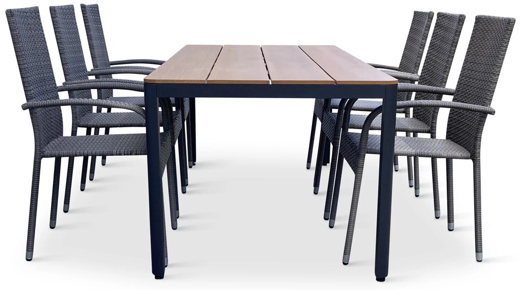 Záhradný jedálenský set Milano + 6x ratanová stolička Paris PREMIUM
