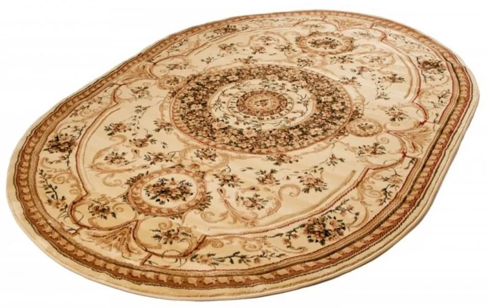 Kusový koberec klasický vzor 3 béžový ovál 140x190cm