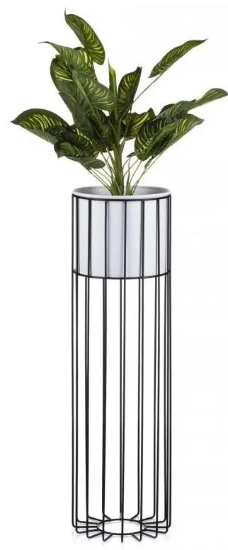 HowHomely Kovový kvetináč LOFT 70x20 cm čierna/biela DD0458