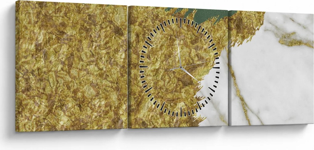 Obraz - Zelený mramor N⁰2 (s hodinami) (90x30 cm)
