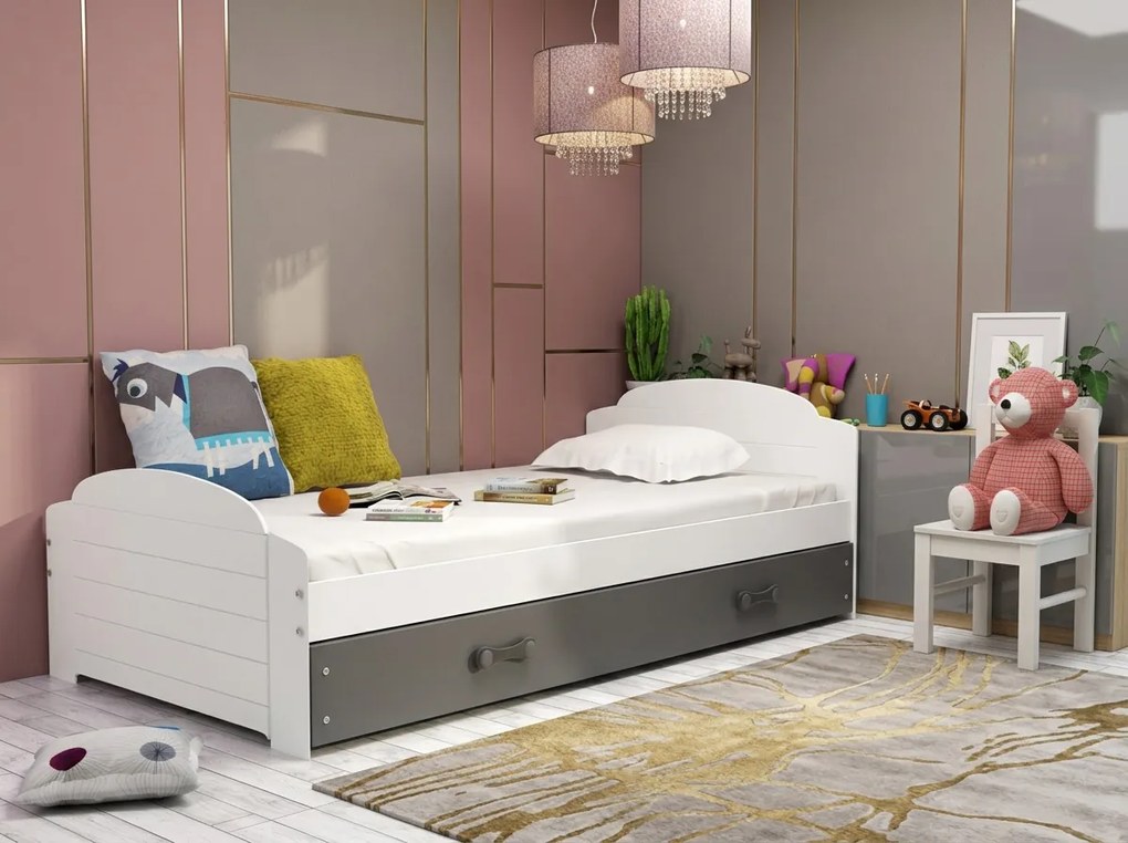 Posteľ LILI 200x90 biela - grafitová