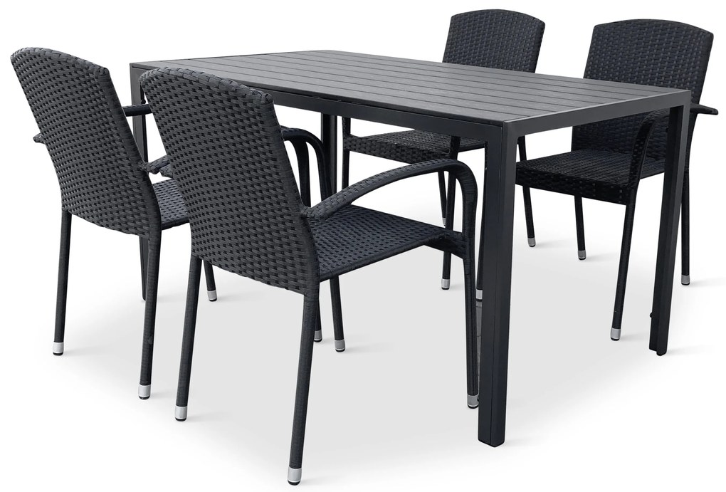 Noela Záhradný jedálenský set Viking L + 4x ratanová stolička Roma