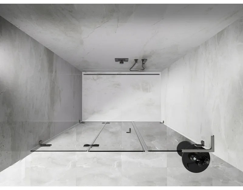 Mexen Lunar-F, L skladacie ľavé sprchové dvere 150 cm, 8mm číre sklo, oceľový profil, 836SL-150-050-97-00-L