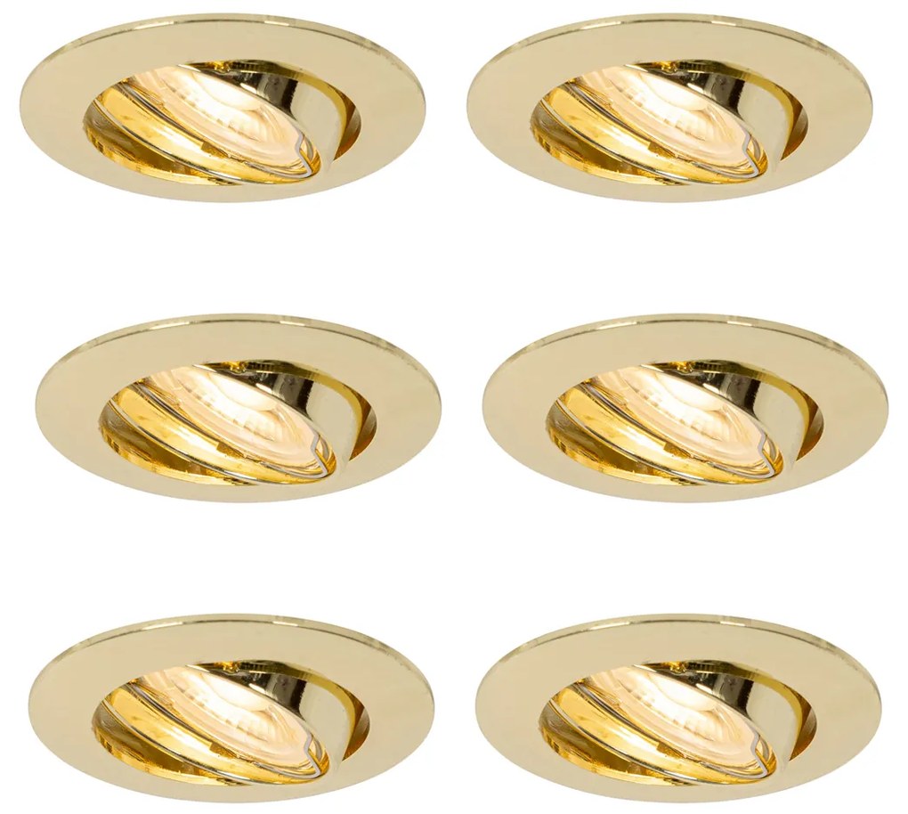 Sada 6 vstavaných bodových svetiel mosadz GU10 35 mm - Edu