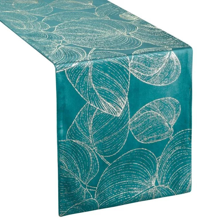Dekorstudio Elegantný zamatový behúň na stôl BLINK 16 tmavotyrkysový Rozmer behúňa (šírka x dĺžka): 35x220cm