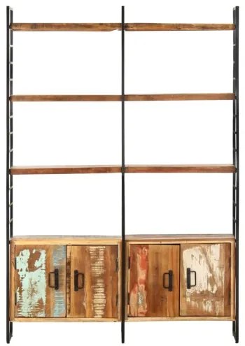 vidaXL 4-poschodová knižnica 124x30x180 cm, recyklovaný masív-