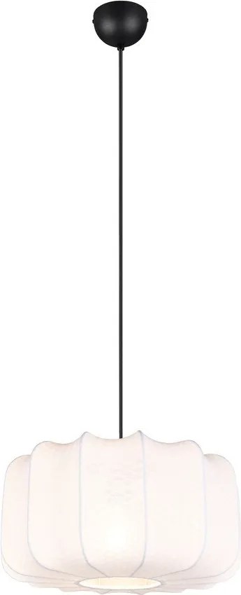 Biele kovové závesné svietidlo s textilným tienidlom ø 40 cm Madleine – Reality