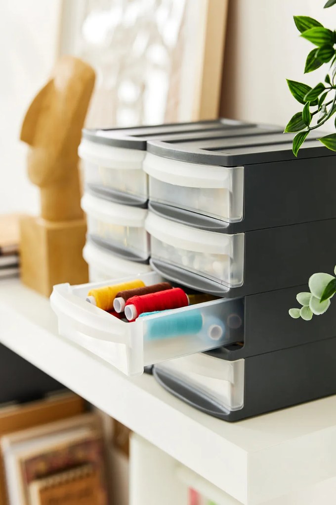 XXS - Box s 4 zásuvkami, úložný box vysunovací, antracit, Rotho SYSTEMIX - TOWER