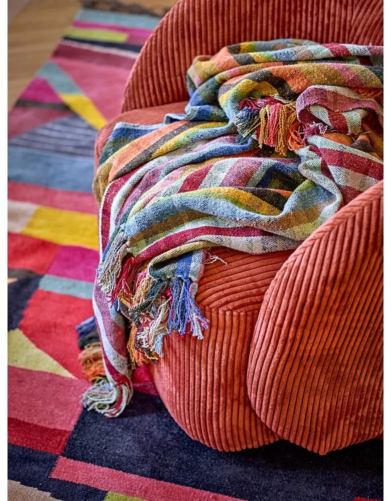 Oranžové menčestrové kreslo ušiak Pradi – Bloomingville