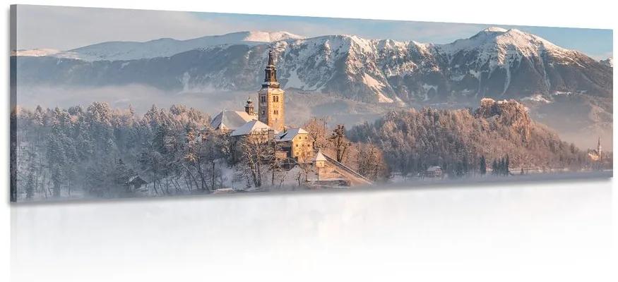 Obraz kostol pri jazere Bled v Slovinsku Varianta: 120x40