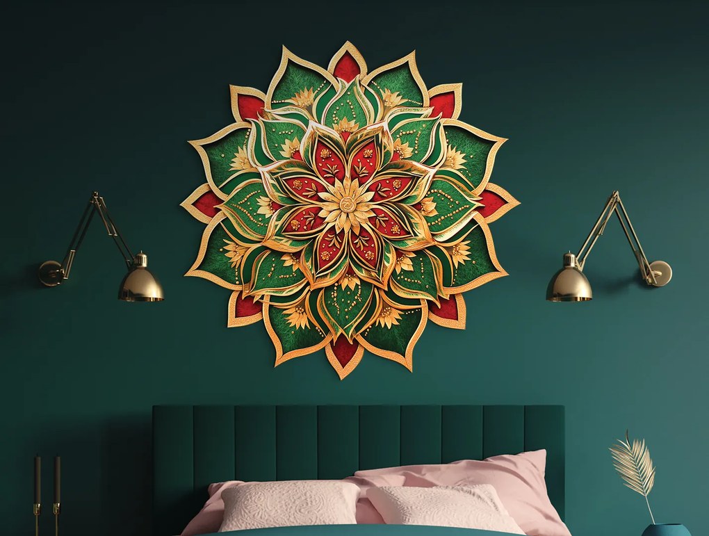 drevko | Kvetinová mandala Zelený dych 45 x 45 cm