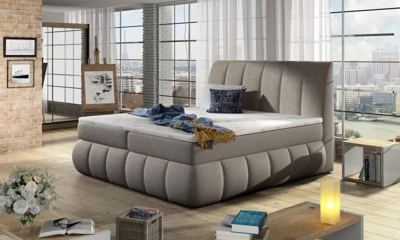 Posteľ Boxspring Vincenzia 200x180, sv. hnedá vzor (látka - bvi 14)