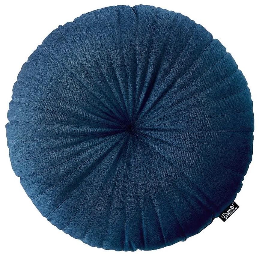 Tmavo modrý dekoračný okrúhly vankúš 45 cm
