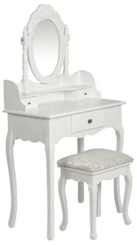 vidaXL Toaletný stolík so zrkadlom a stoličkou, biely-