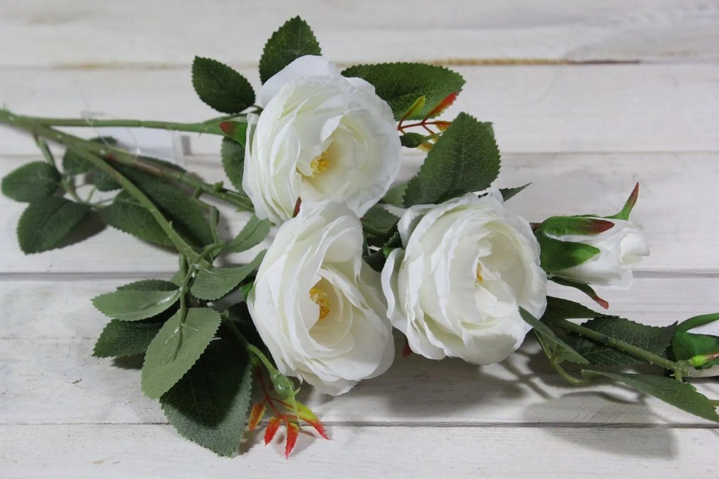 Umelá kytica RUŽÍ - biela (v. 95 cm)