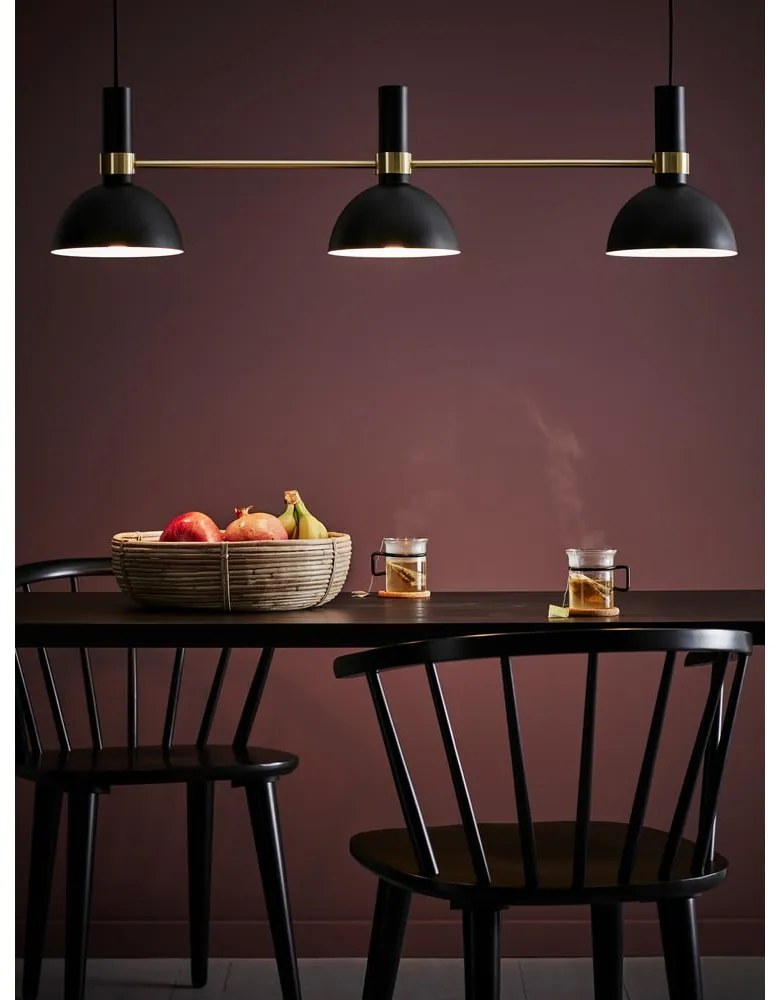 Čierne trojité stropné svietidlo Markslöjd Larry Black Gold