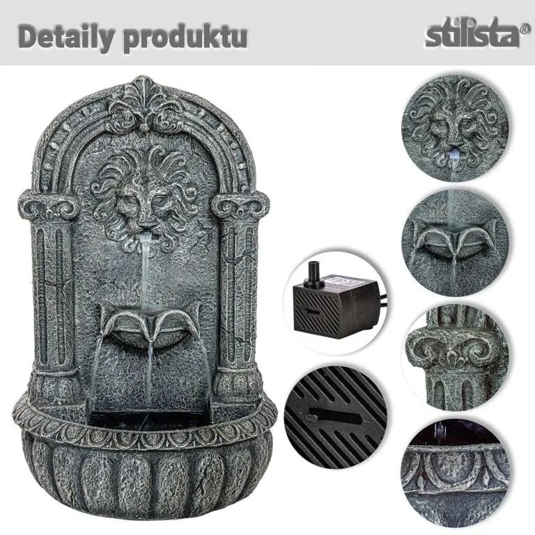STILISTA záhradná fontána, 34 x 23 x 53 cm, levia hlava