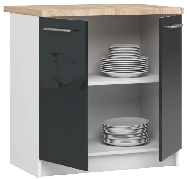 Spodná kuchynská skrinka s doskou OLIWIA S80 biela / grafitová, lesk