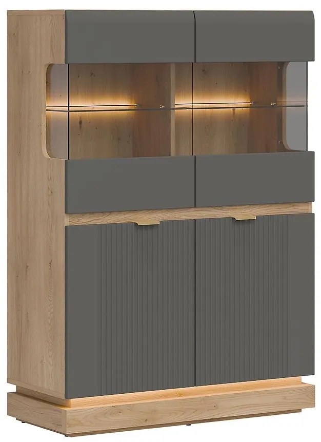 Vitrína Nízka Milton Ml04 Dub Crem Torro Sivá