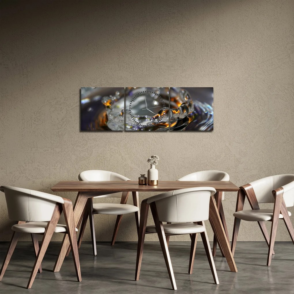 Obraz náramku z kvapiek vody (s hodinami) (90x30 cm)