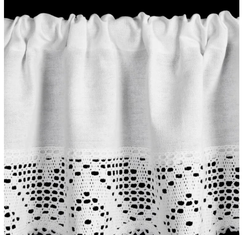 DECOREUM Záclona z s čipkovým vzorom 150 cm x 30 cm biela 60% bavlna 40% polyester 98404