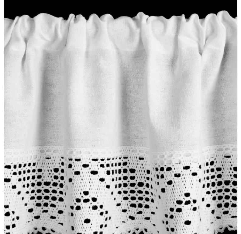 DECOREUM Záclona z s čipkovým vzorom 150 cm x 30 cm biela 60% bavlna 40% polyester 98404