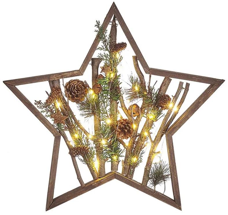 Vianočná LED dekorácia tmavé drevo DOKKA Beliani