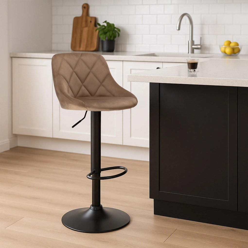 Barová stolička CYDRO BLACK s výškovým nastavením mokka hnedá