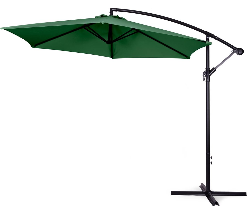 Záhradný slnečník PADDLES s bočnou nohou 300 cm zelený