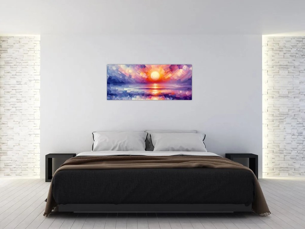 Obraz - Farebný umelecký západ slnka (120x50 cm)