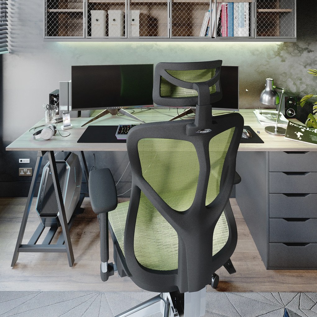 Ergonomické kreslo Diablo V-Basic, čierno-zelené